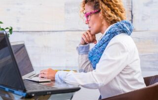 woman logs into device with passwordless technology