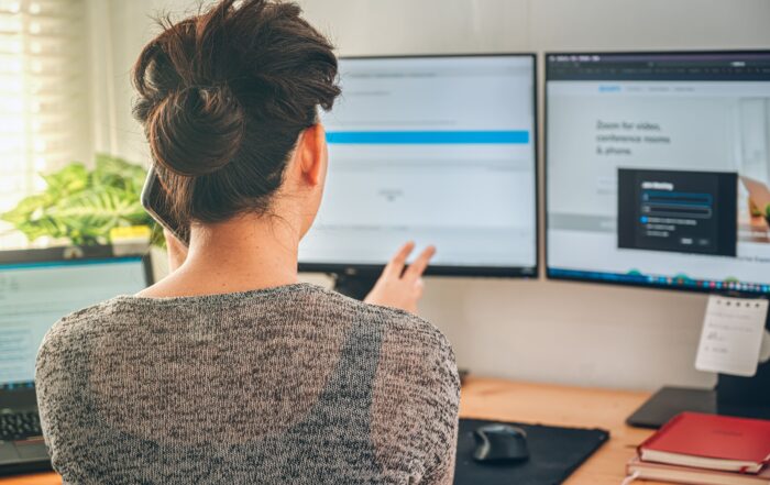 woman working at home.