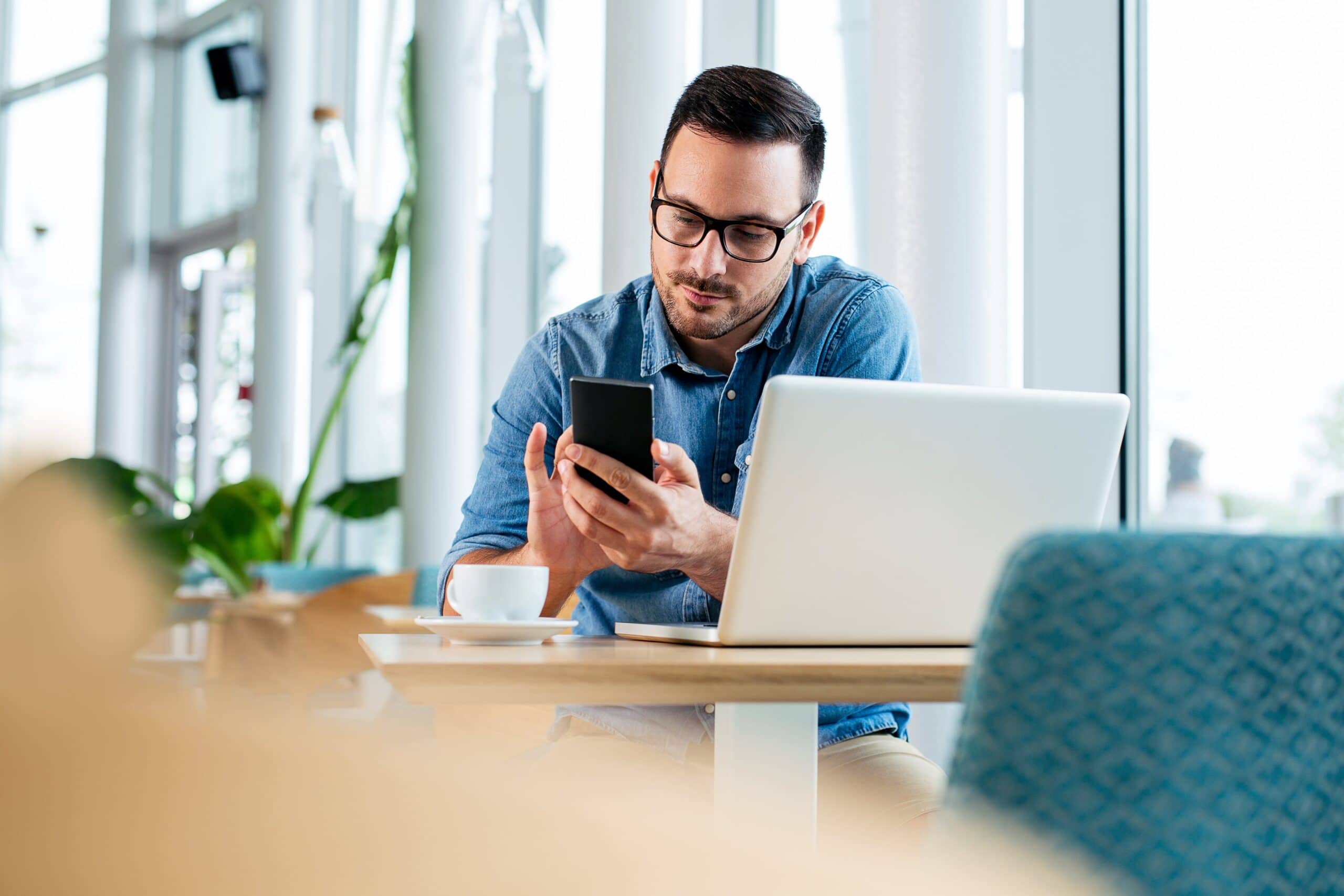 businessman on mobile device