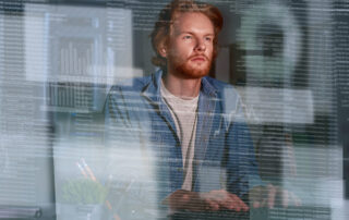 Young concentrated computer developer
