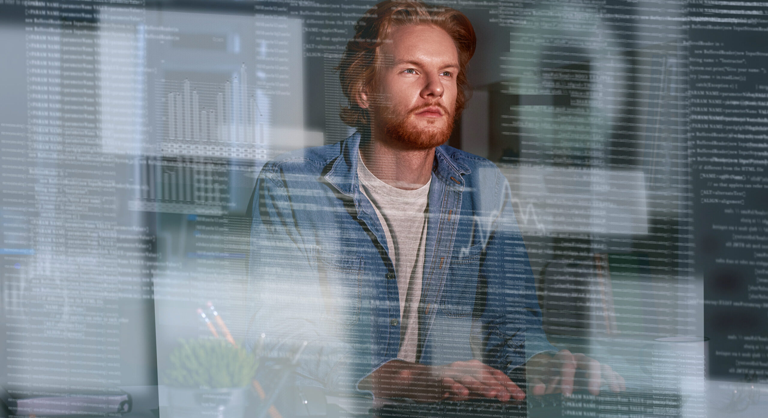 Young concentrated computer developer